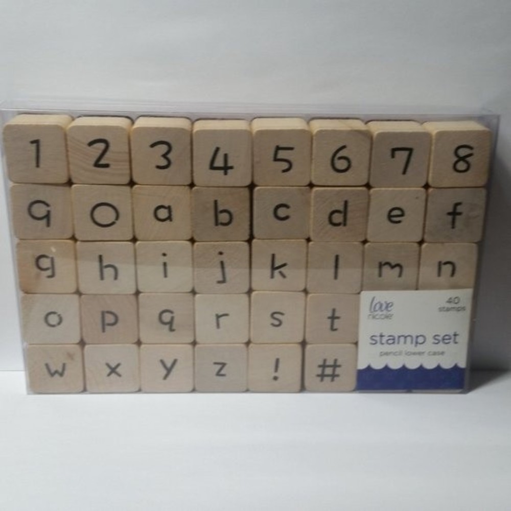 Wood Block Stamp Set Letter Numbers 40 Piece Scrapbook Paper Crafts Card